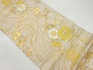 曲線に花々模様織出し袋帯